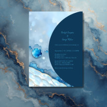 ラグジュアリーブルーウォーターカラー抽象芸術真珠光沢