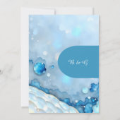 ラグジュアリーブルーウォーターカラー抽象芸術真珠光沢 招待状 (裏面)