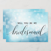 ラグジュアリーブルーグリッターは私の花嫁のメイド 招待状 (正面/裏面)