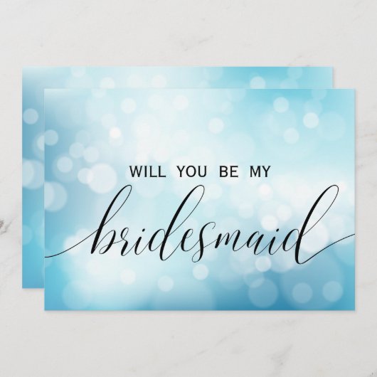 ラグジュアリーブルーグリッターは私の花嫁のメイド 招待状 (正面/裏面)