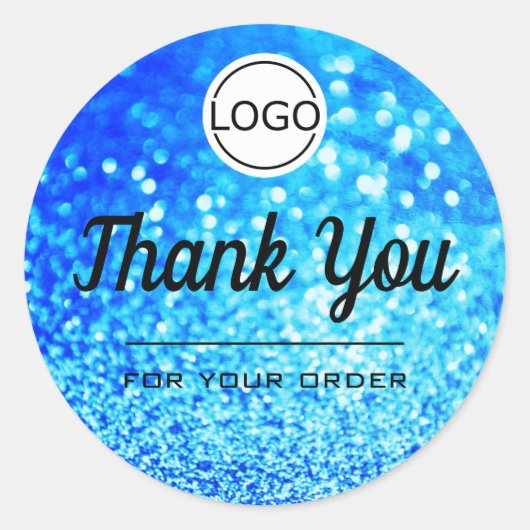 ラグジュアリーブルーグリッターエレガントミニマリストサンキュー ラウンドシール (正面)