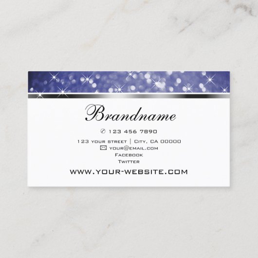 ラグジュアリーブルーグリッタースパークルきらめくスターズスタイリッシュ 名刺 (裏面)
