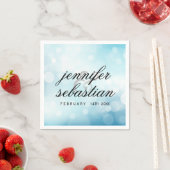 ラグジュアリーブルーグリッター《写真》ぼけ味結婚ズモノグラム スタンダードカクテルナプキン (インサイチュ)