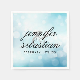 ラグジュアリーブルーグリッター《写真》ぼけ味結婚ズモノグラム スタンダードカクテルナプキン