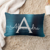 ラグジュアリーブルーステンレススチールモノグラム名 ランバークッション (ブランケット)