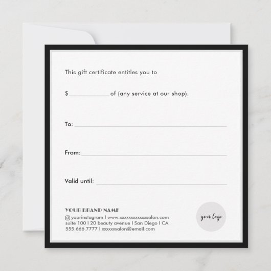 ラグジュアリーブルースパークルサロンギフト証明書カード シーズンカード (裏面)