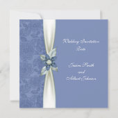 ラグジュアリーブルーフラワーリボンダマスクウェディング招待状 招待状 (裏面)
