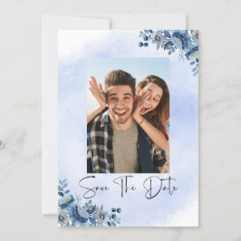 ラグジュアリーブルーフローラウェディングザデイト 招待状