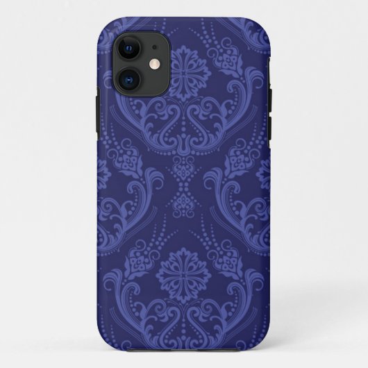 ラグジュアリーブルーフローラダマスク壁紙 Case-Mate iPhoneケース (裏面)