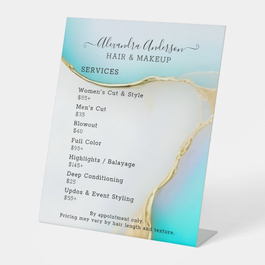 ラグジュアリーブルーホワイト金ゴールドアクセント価格一覧 台座サイン (正面)