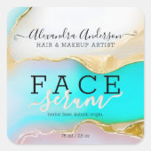 ラグジュアリーブルーホワイト金ゴールドアクセントAgate Opal製品 スクエアシール (正面)