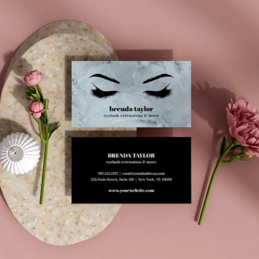 ラグジュアリーブルーマーブルアイラッシュブローバープロフェッショナル 名刺