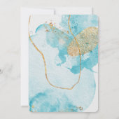 ラグジュアリーブルー金ゴールドウォーターカラー抽象芸術ブライダルシャワー 招待状 (裏面)