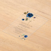 ラグジュアリーブルー金ゴールドフラワーズボーイ献身 アクリル招待状 (レイダウン)