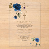 ラグジュアリーブルー金ゴールドフラワーズボーイ献身 アクリル招待状 (正面)