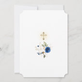 ラグジュアリーブルー金ゴールドフローラボーイ確認 招待状 (裏面)