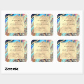 ラグジュアリーブルー金ゴールド大理石ジオードパターンキャンドル スクエアシール (シート)