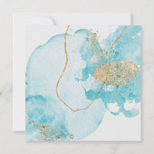 ラグジュアリーブルー金ゴールド水彩抽象芸術保存日 招待状 (裏面)