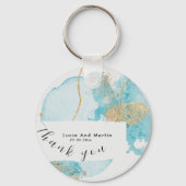 ラグジュアリーブルー&ゴールデンウォーターカラーサンキュー結婚ズ キーホルダー (正面)