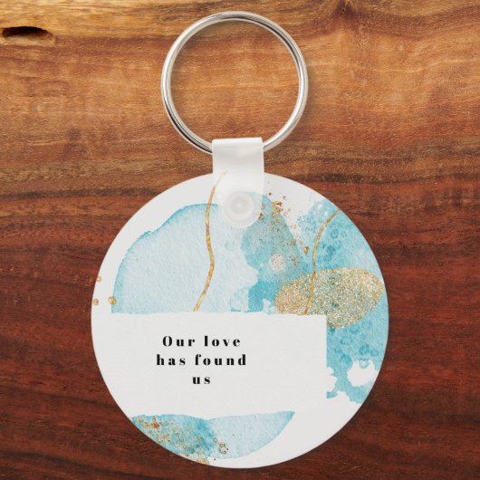 ラグジュアリーブルー&ゴールデンウォーターカラーサンキュー結婚ズ キーホルダー (裏面)