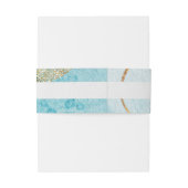 ラグジュアリーブルー&ゴールデンウォーターカラー抽象芸術 招待状ベリーバンド (裏面例)