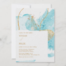 ラグジュアリーブルー&ゴールデンウォーターカラー結婚抽象芸術