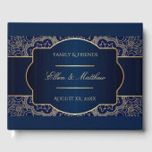 ラグジュアリーブルー,ネイビー,金ゴールド,ウェディングレセプション ゲストブック (正面)