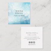 ラグジュアリーブルー《写真》ぼけ味グリッターソーシャルメディア スクエア名刺 (正面/裏面)