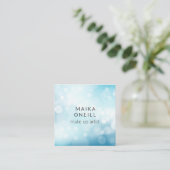 ラグジュアリーブルー《写真》ぼけ味グリッターソーシャルメディア スクエア名刺 (スタンド正面)