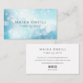 ラグジュアリーブルー《写真》ぼけ味グリッターソーシャルメディア 名刺 (正面/裏面)