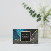 ラグジュアリーブルー&金ゴールドアゲート美しいサロン&スパ 名刺 (スタンド正面)