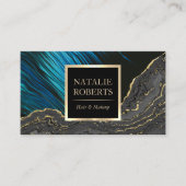 ラグジュアリーブルー&金ゴールドアゲート美しいサロン&スパ 名刺 (正面)