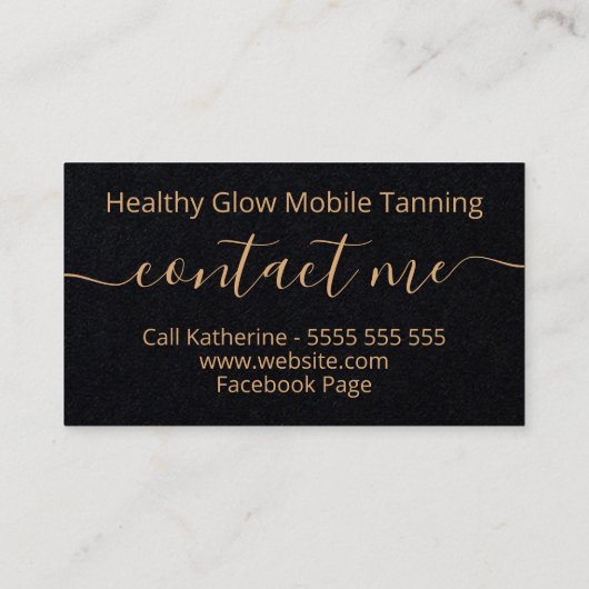 ラグジュアリーブロンズグリッターオンブラックモバイルスプレータン 名刺 (裏面)