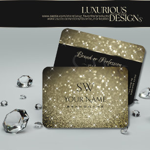 ラグジュアリープラチナグリッター発光スターイニシャル 名刺