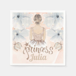 ラグジュアリープリンセス誕生日ベージュグリッター スタンダードカクテルナプキン