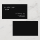 ラグジュアリープレミアムシックブラックプレーンミニマリスト 名刺 (正面/裏面)