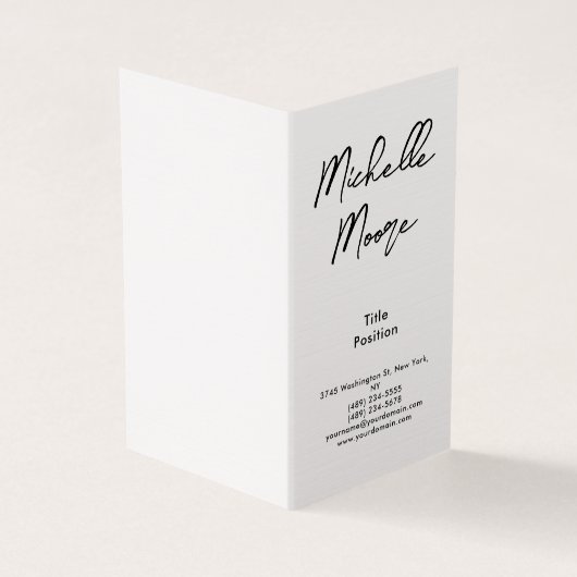 ラグジュアリープレミアムリネンブラック&ホワイトミニマリスト 名刺 (外部)