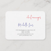 ラグジュアリープレミアムリネンブルーレッドホワイトプレーンクラシック 名刺 (正面)