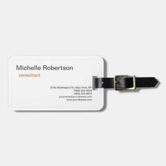 ラグジュアリープレミアムリネン白黒プレインミニマリスト ラゲッジタグ (正面横)