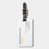 ラグジュアリープレミアムリネン白黒プレインミニマリスト ラゲッジタグ (正面縦)