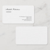 ラグジュアリープレミアムリネン白黒プレインミニマリスト 名刺 (正面/裏面)