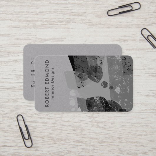 ラグジュアリープレミアム芸術的グレイユニーク抽象芸術QR 名刺 (正面/裏面インサイチュ)