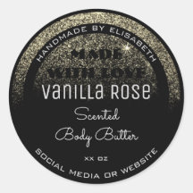 ラグジュアリープロダクトラベルブラックと金ゴールドグリッター雨