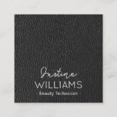 ラグジュアリープロフェッショナルシンプルブラックレザー スクエア名刺 (正面)