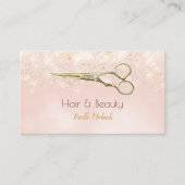 ラグジュアリーヘアサロン金ゴールドグリッターロマンチックピンク《写真》ぼけ味 名刺 (正面)