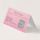 ラグジュアリーヘアスタジオビジネスカードピンクグリッター 名刺 (裏面)