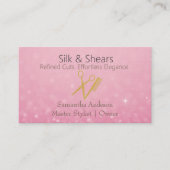ラグジュアリーヘアスタジオビジネスカードピンクグリッター 名刺 (正面)
