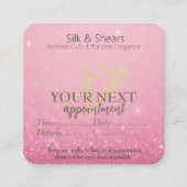 ラグジュアリーヘアスタジオ | ピンクのグリッターと金ゴールドロゴ – ロイヤリティカード (正面)