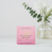 ラグジュアリーヘアスタジオ | ピンクのグリッターと金ゴールドロゴ – ロイヤリティカード (スタンド正面)