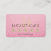 ラグジュアリーヘアスタジオ | ピンクのグリッターと金ゴールドロゴ – ロイヤリティカード (正面)